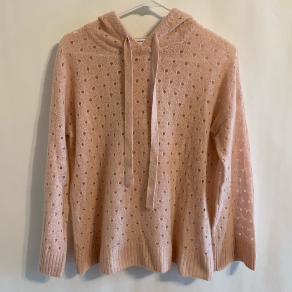 Minnie Rose 100% Cashmere Pink Hoodie Size Medium